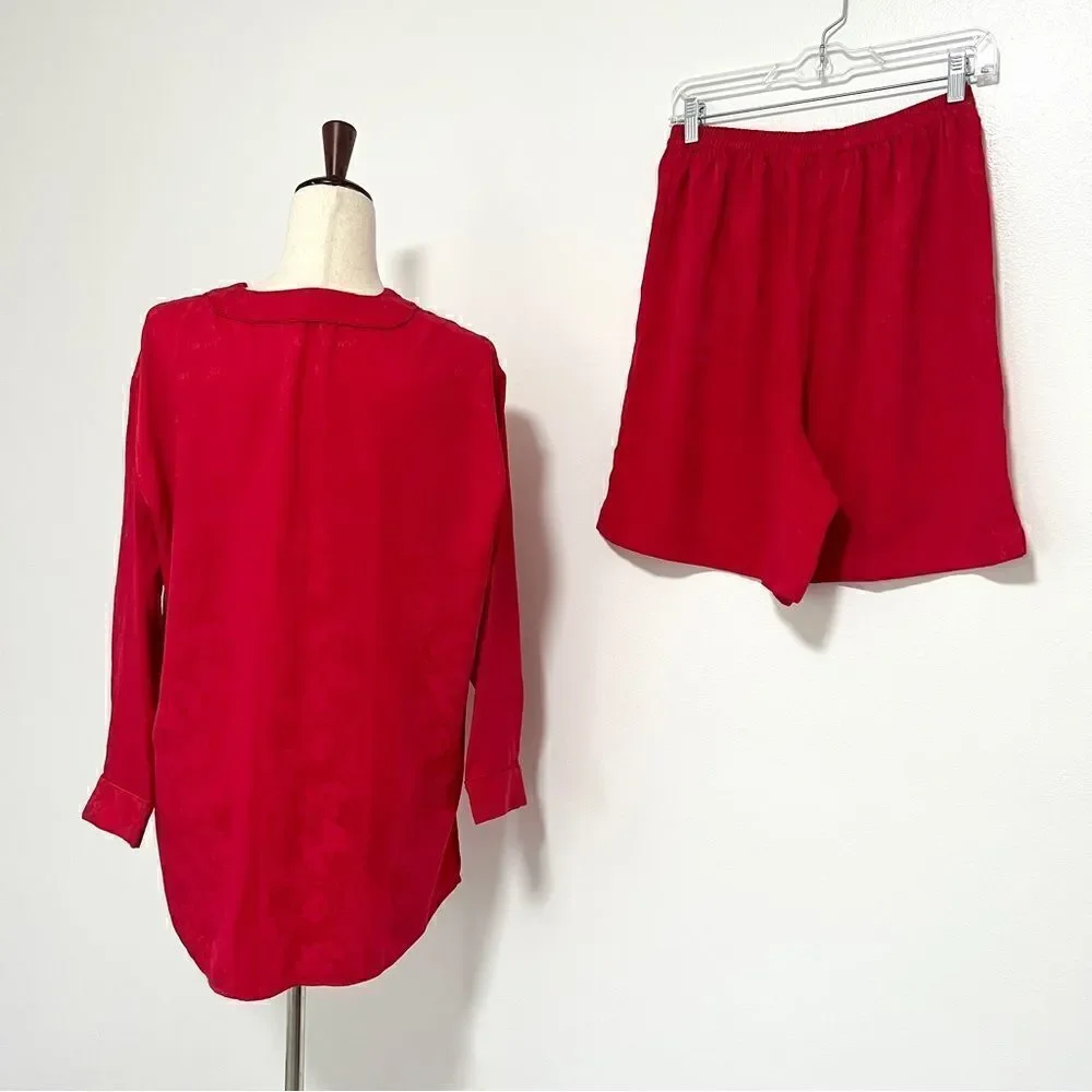 Vintage RARE Gold Label Victoria’s Secret 2 PC Pajama M Christmas Red Shorts
